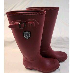 Kamik Women Jennifer Size 9 Burgund Tall Rubber Pull On  Made in Canada 16" Tall